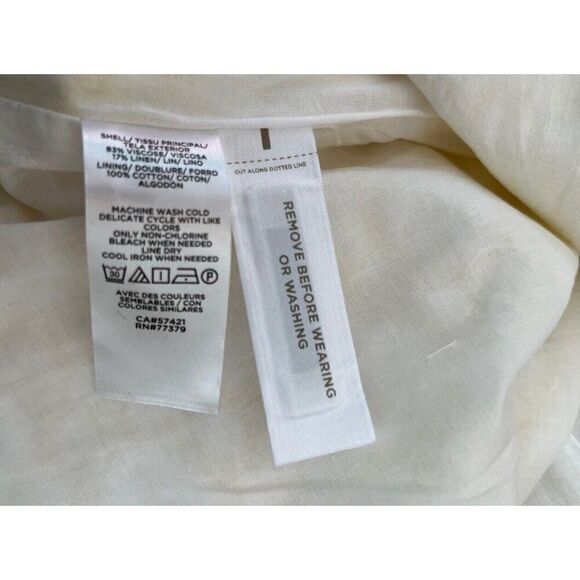 Ann Taylor Size 6 Sleeveless Belted Linen Blend Dress Yellow V Neck NWT $149 - Picture 5 of 5